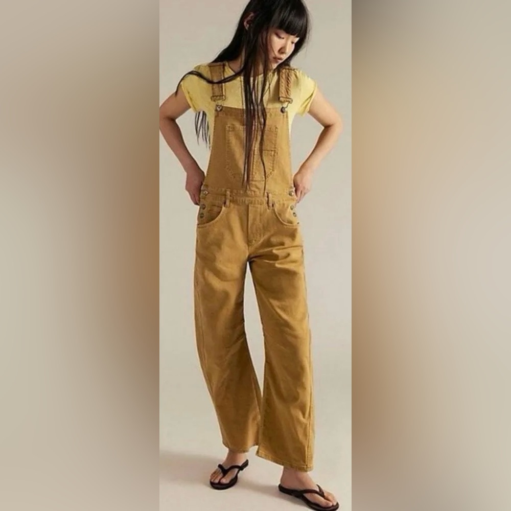 NWOT Free People Good Luck Barrel Overalls